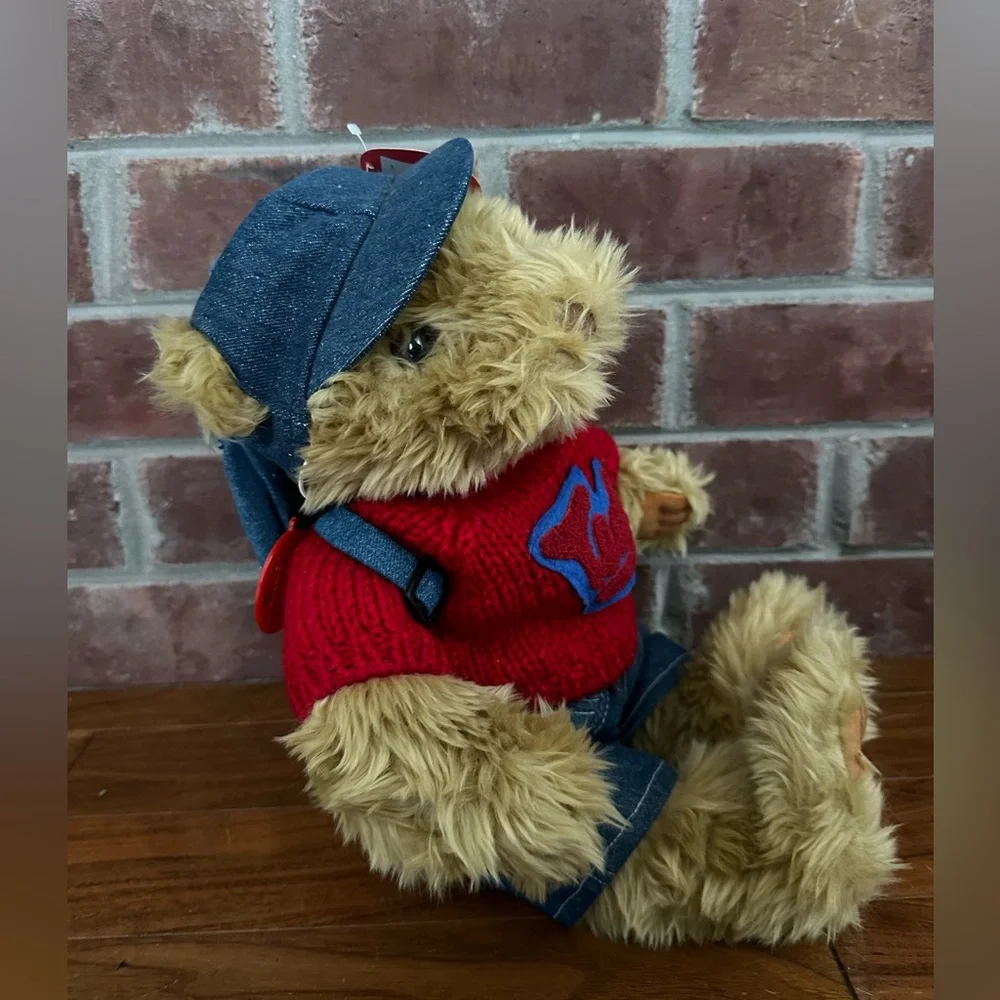 Build-A-Bear Plush Unisex 14in Tan 1998 Centennial Series Sweater Denim Backpack